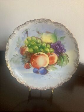 Ucagco Vintage Hand-Painted Fruit Decorative 8” Plate Gold Trim Artist Signed